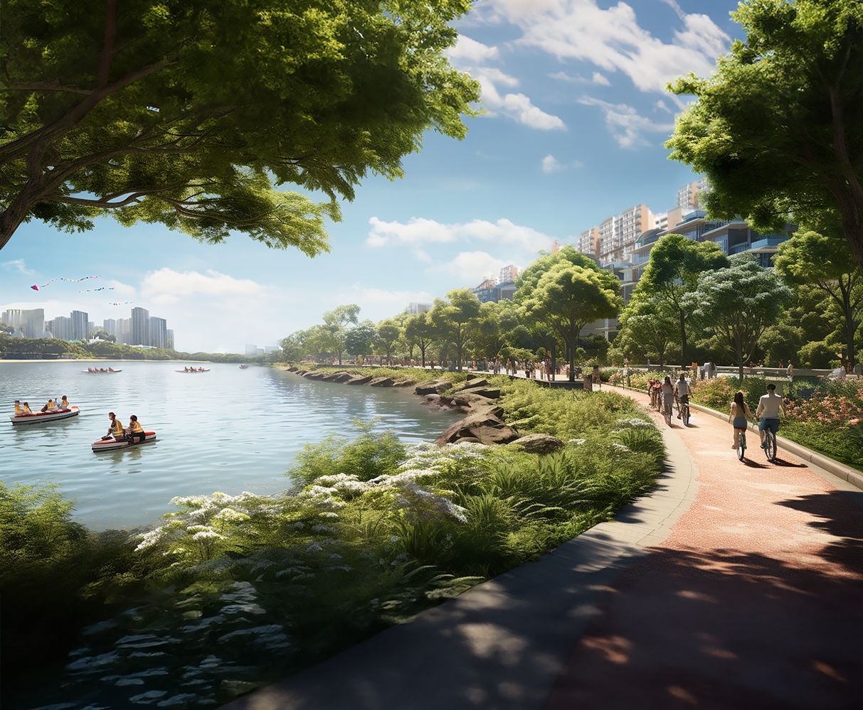 Artist’s impression of the view across the new reservoir from ‘Long Island’.